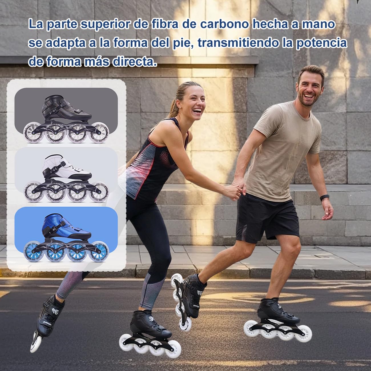 Patines 4 Ruedas Adulto Chasis De Aluminio Hombres Y Mujeres Fibra De Carbono Patines En Linea Adulto para Exteriores UnisexWhite,EU 40/25.9 cm
