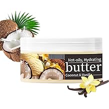 Vanilla Coconut Body Butter for Dry Skin,Deep Moisturizing Body Cream with Shea Butter & Coconut Oil,Lightweight Non-Greasy Body Lotion,Nourishing Skin Softening Body Butter for Women / 7 Oz