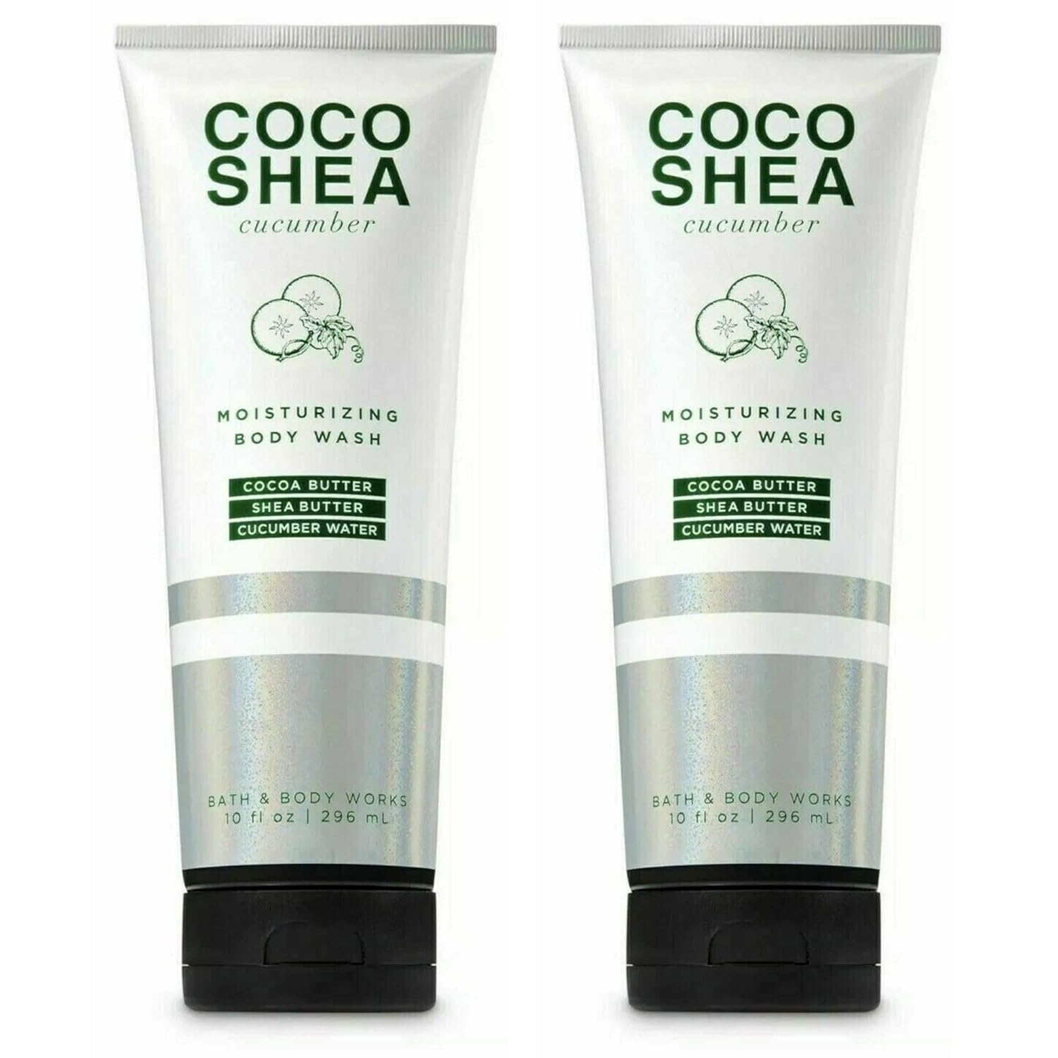 Bath and Body Works Gift Set of 2 - 10 Fl Oz Moisturizing Body Wash - (Coco Shea Cucumber)