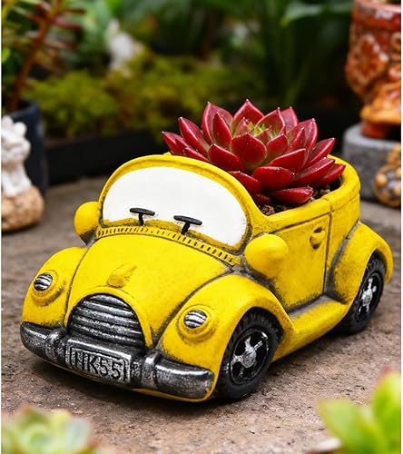 Miniatura 3 de Lindos cactus y plantas suculentas, maceta decorativa para suculentas para interiores y exteriores (amarillo)