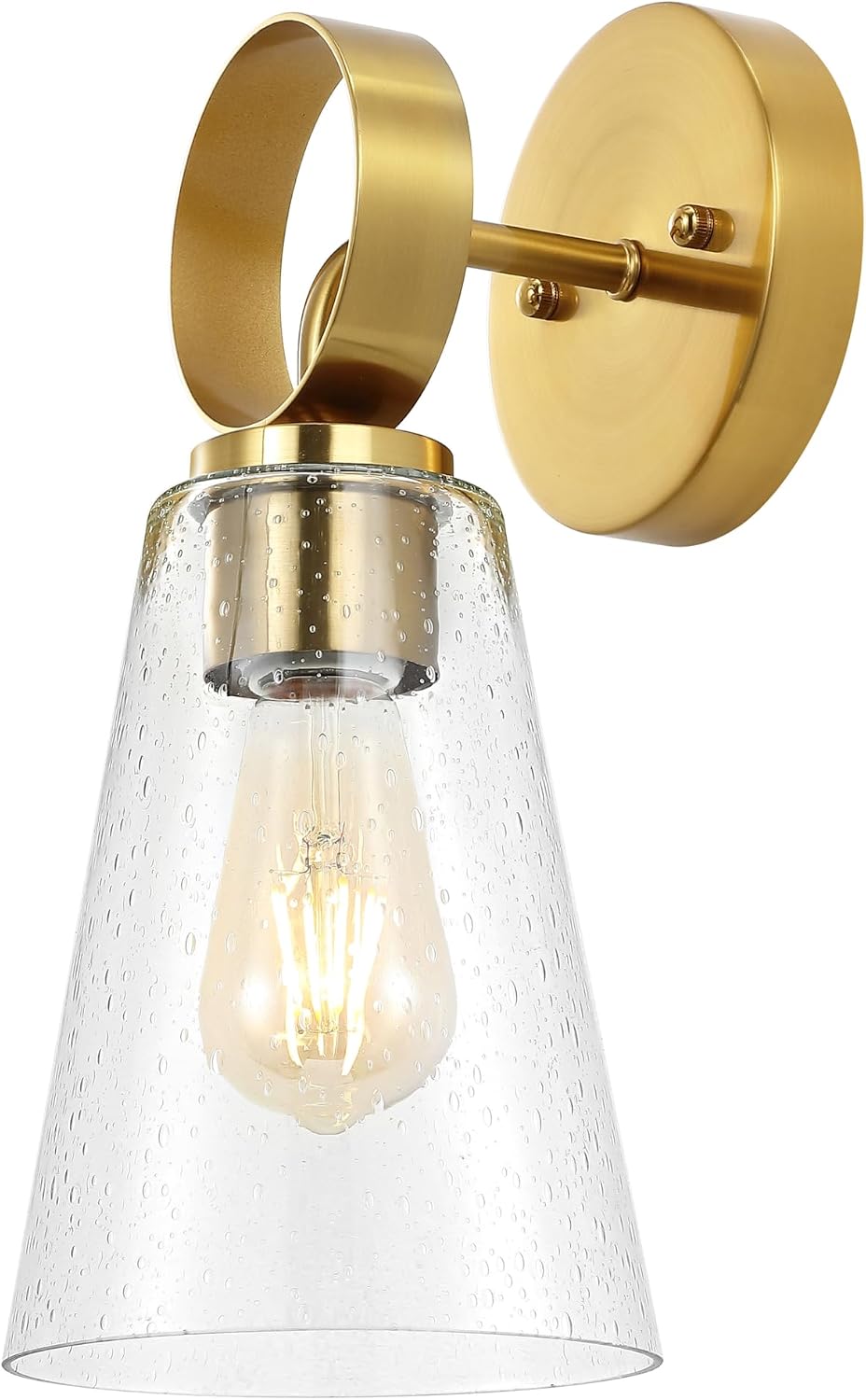 SAFAVIEH Lighting Collection Taelor Brass/Clear Glass Shade Wall Sconce Set of 2 Light Fixture, Ideal for Bathroom, Entryway, Vanity, Foyer, Hallway, Living Room (LED Bulbs Included)