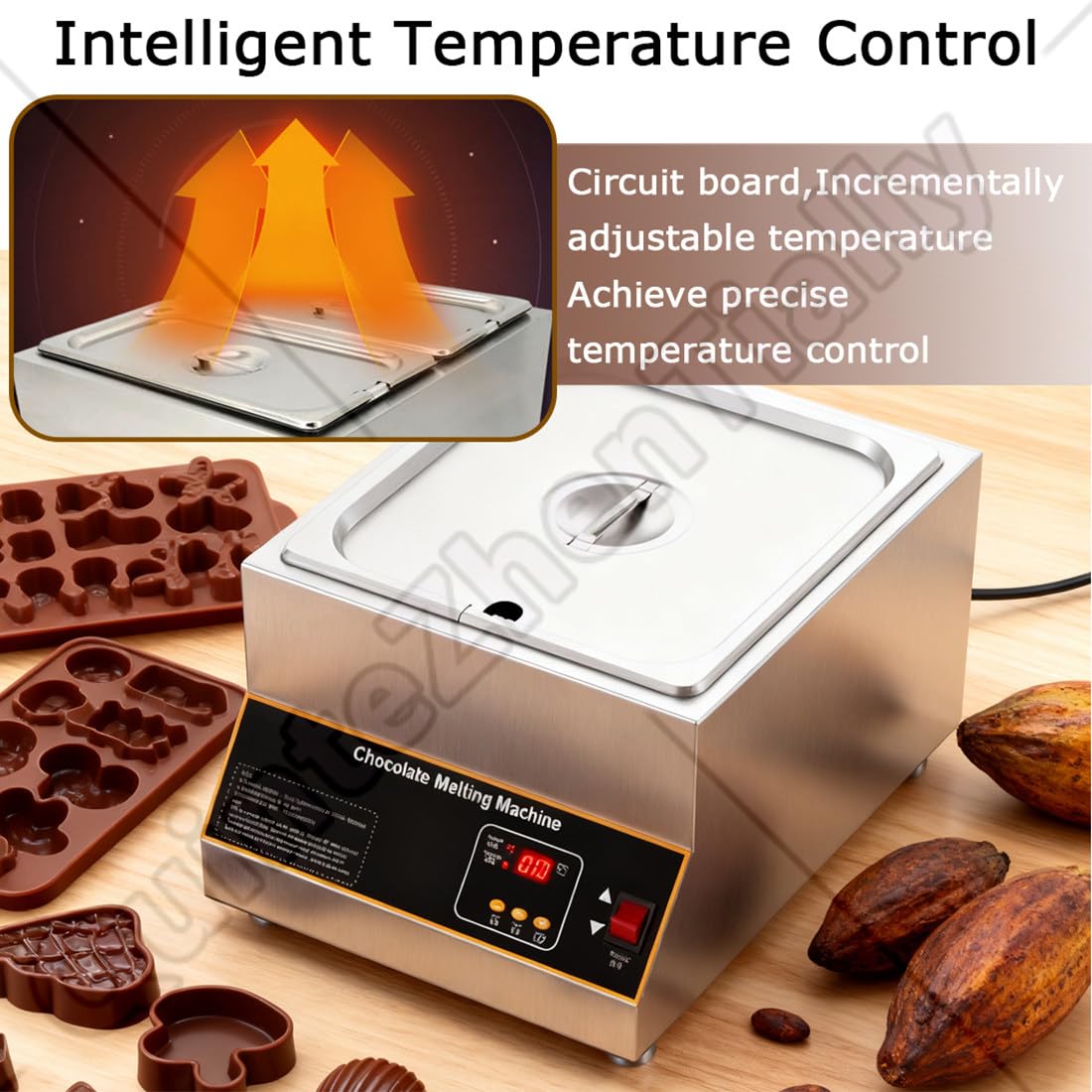 Scioglitore Cioccolato Commerciale,Macchina Digitale Temperare Cioccolato 12L,Macchina Temperatrice Cioccolata Calda,per Sciogliere Riscaldare Cioccolata/Latte/Crema/Zuppa Twopots