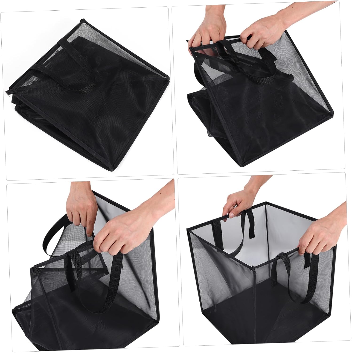 Ciieeo Black Laundry Hamper Collapsible Foldable Mesh Laundry Baskets for Organization