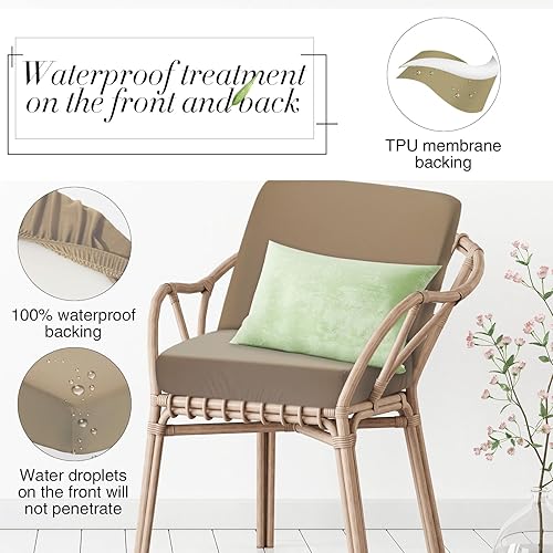 Miniatura 29 de Newwiee Funda de cojín, para cojín de asiento de sofá o sillón, 8 unidades, elástica, para sofá, muebles de patio y exteriores, de repuesto, suave