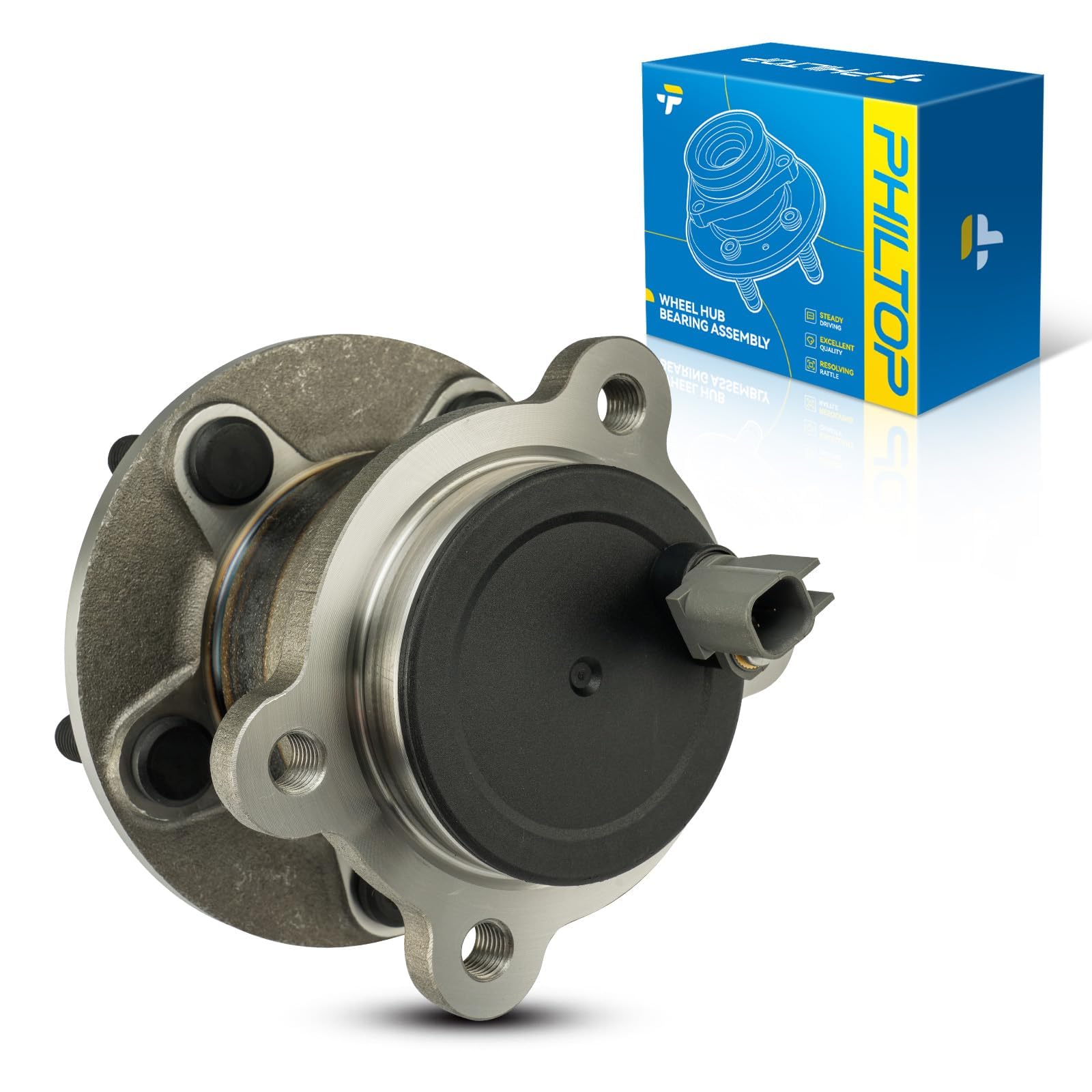 PHILTOP 512496 FWD Rear Wheel Bearing Fit for Ford Escape 2013-2019, Ford C-Max 2013-2018, Lincoln M-k-c 2015-2019, 5 Lugs Wheel Hub Assembly W/ABS