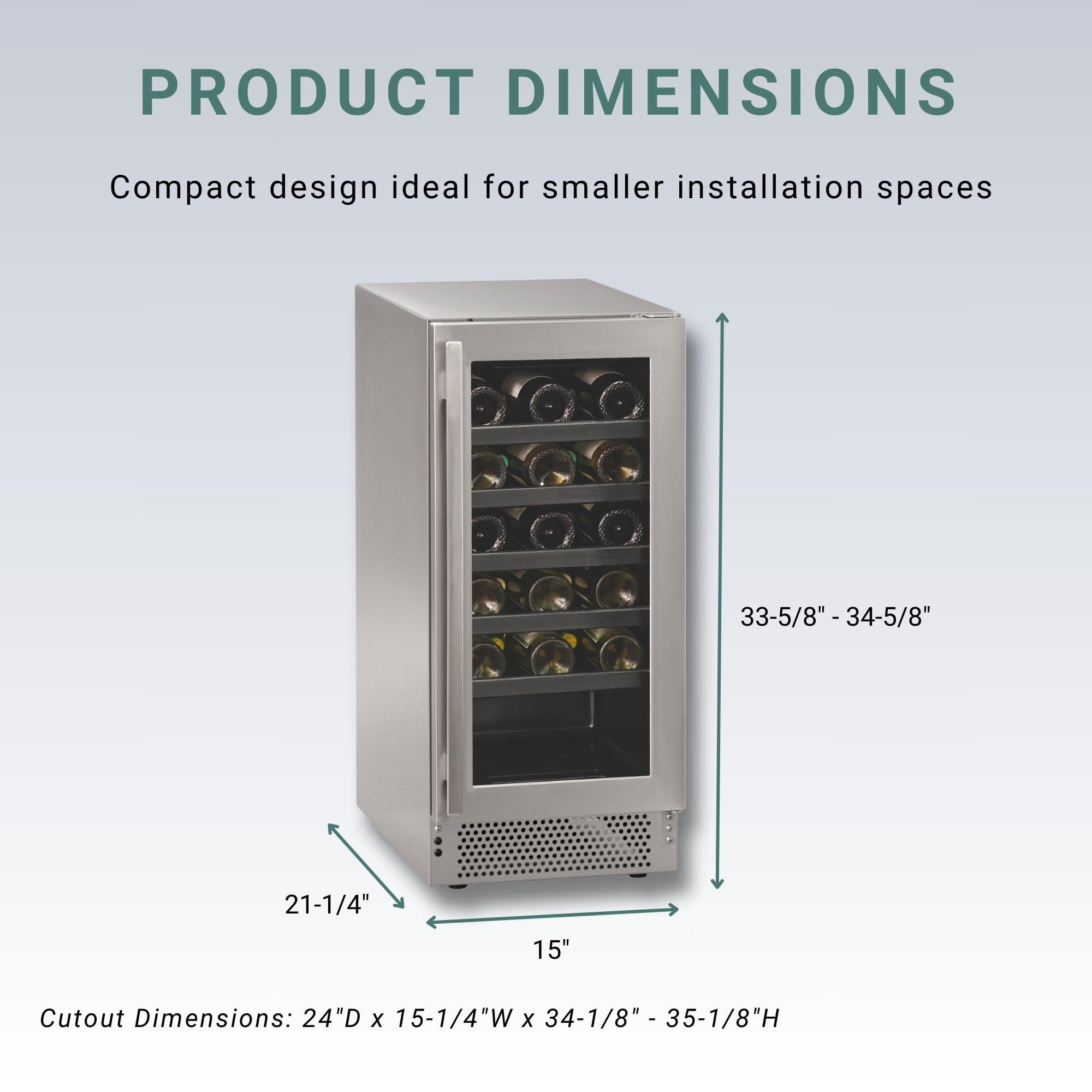 Marvel Northland Collection 15” Undercounter Wine Refrigerator, 5 Full-Extension Wine Racks, Stores Up To 25 Bottles Of Wine, Indoor/Outdoor Rated on Fridge.com - View 6