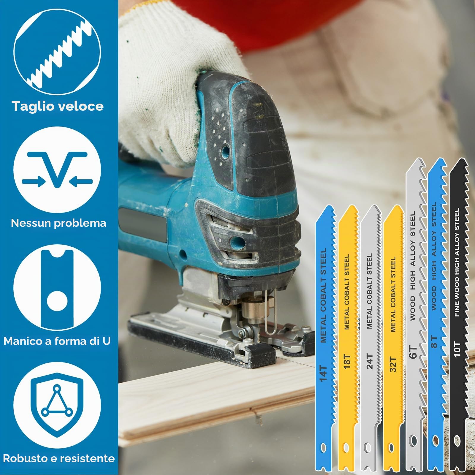 Set di 28 lame per seghetto alternativo professionale a fusto U, lame per seghetto 6TPI/8TPI/10TPI/14TPI/18TPI/24TPI/32TPI per legno, plastica e metallo, 85mm e 100mm