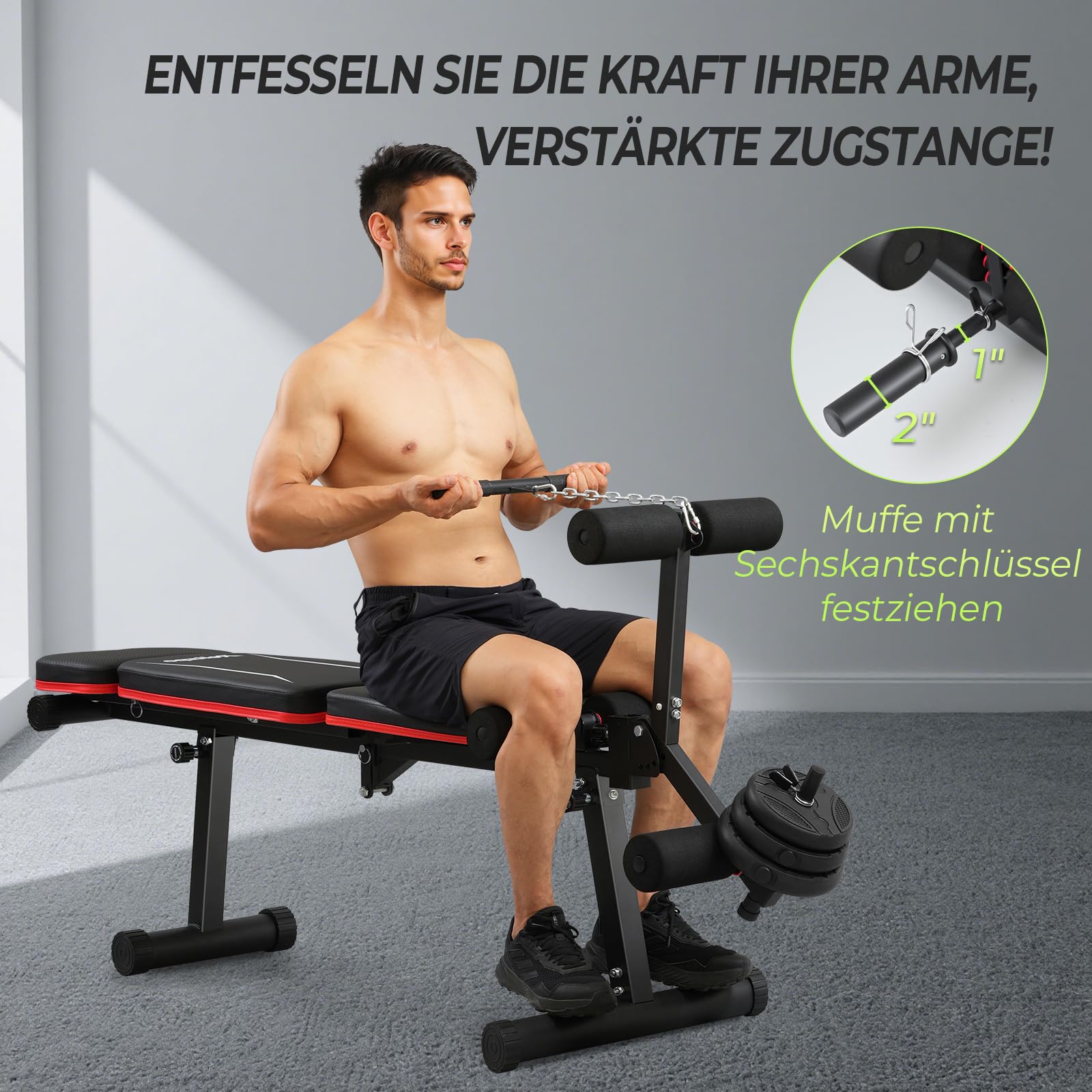 Verbesserte Verstellbare Hantelbank, 9 Rückenpositionen & Klappbar, 550 KG Belastbarkeit Schrägbank, Fitnessbank für Ganzkörper-Krafttraining & Große Männer | Faltbare Trainingsbank, flache Neigung, 9 Rückenpositionen, Preacher-Pad, Ganzkörper-Krafttraini
