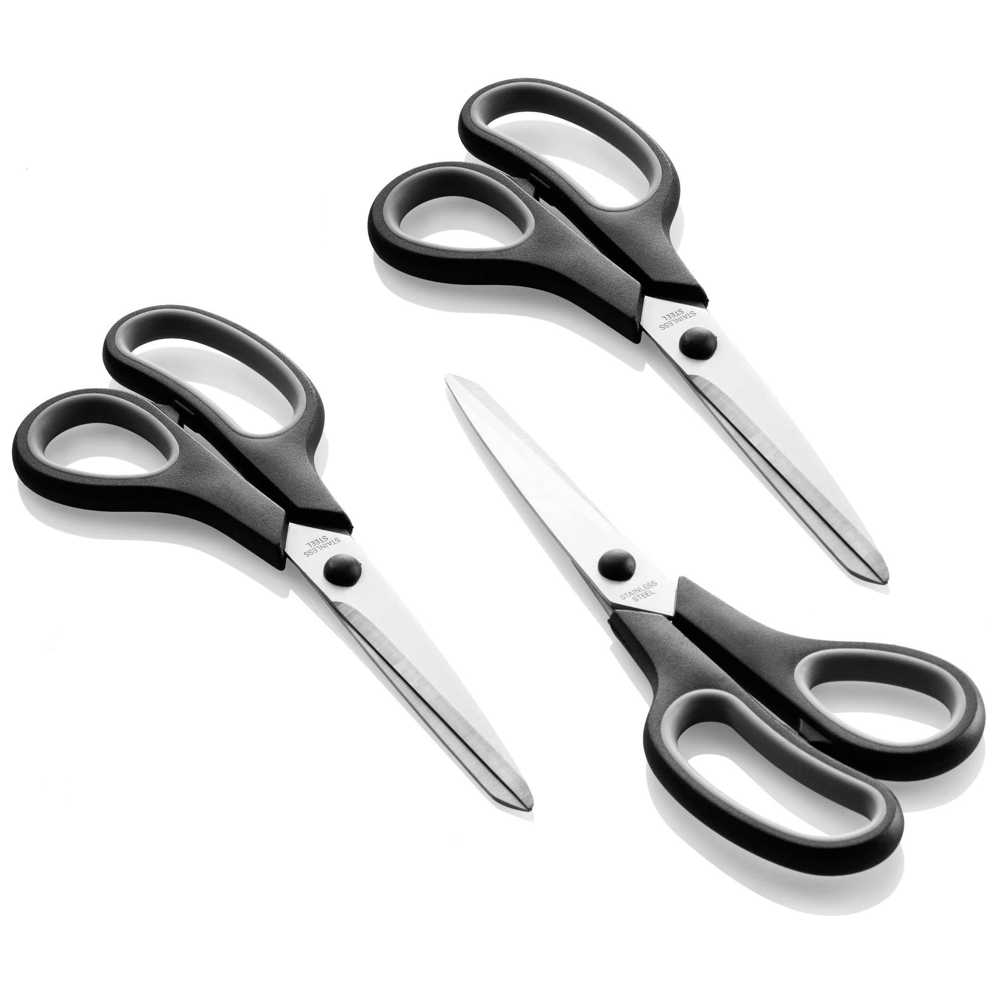 com-four® 30x Schere - große Küchenschere mit Komfortgriff - Bastelschere aus rostfreiem Edelstahl - Haushaltschere für Papier, Karton und Stoff - Schneiderschere - Allzweckschere (30x - M)