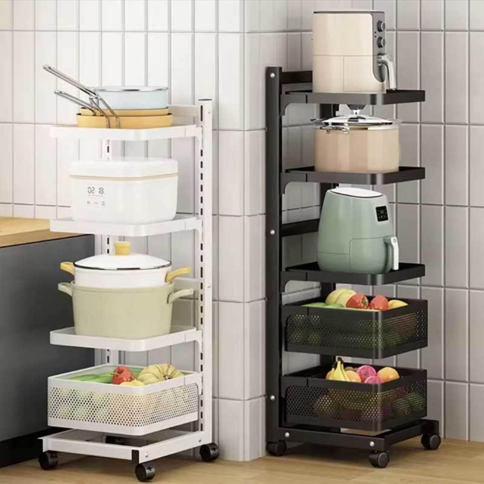 Soporte Extensible para sartenes y Tapas, Color Negro (Blanco, 3 x 2 Tablas x 1 Cesta)