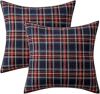 Vista 1 de Woaboy Juego de 2 fundas de almohada navideñas de tartán escocés, almohadas decorativas clásicas de estilo rústico para sofá, sala de estar, cama