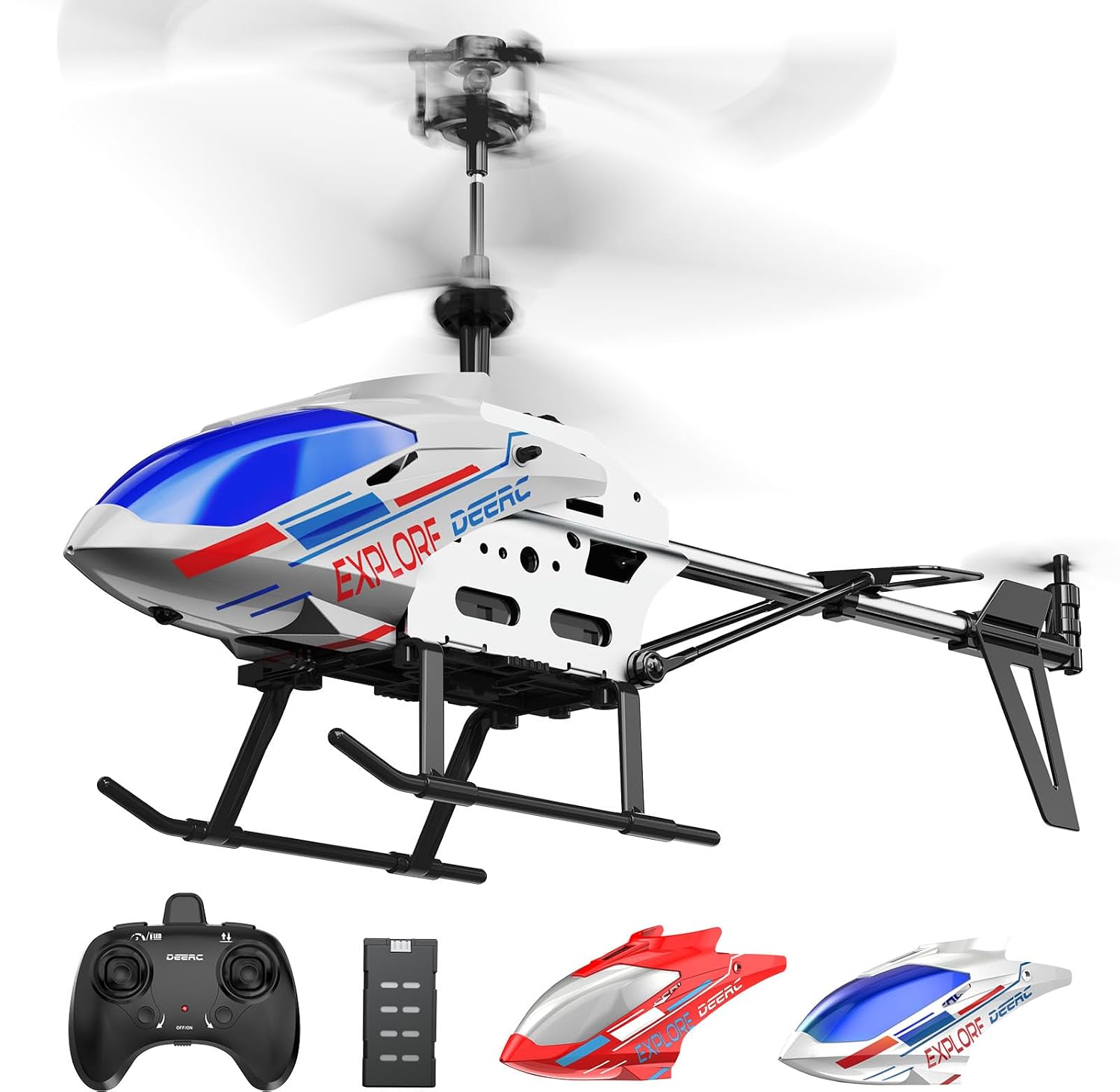 DEERC DE28 Remote Control Helicopter for Beginners, Indoor RC Helicopter Toy with LED Lighting, RC Helicopter, 3.5 Ch with...