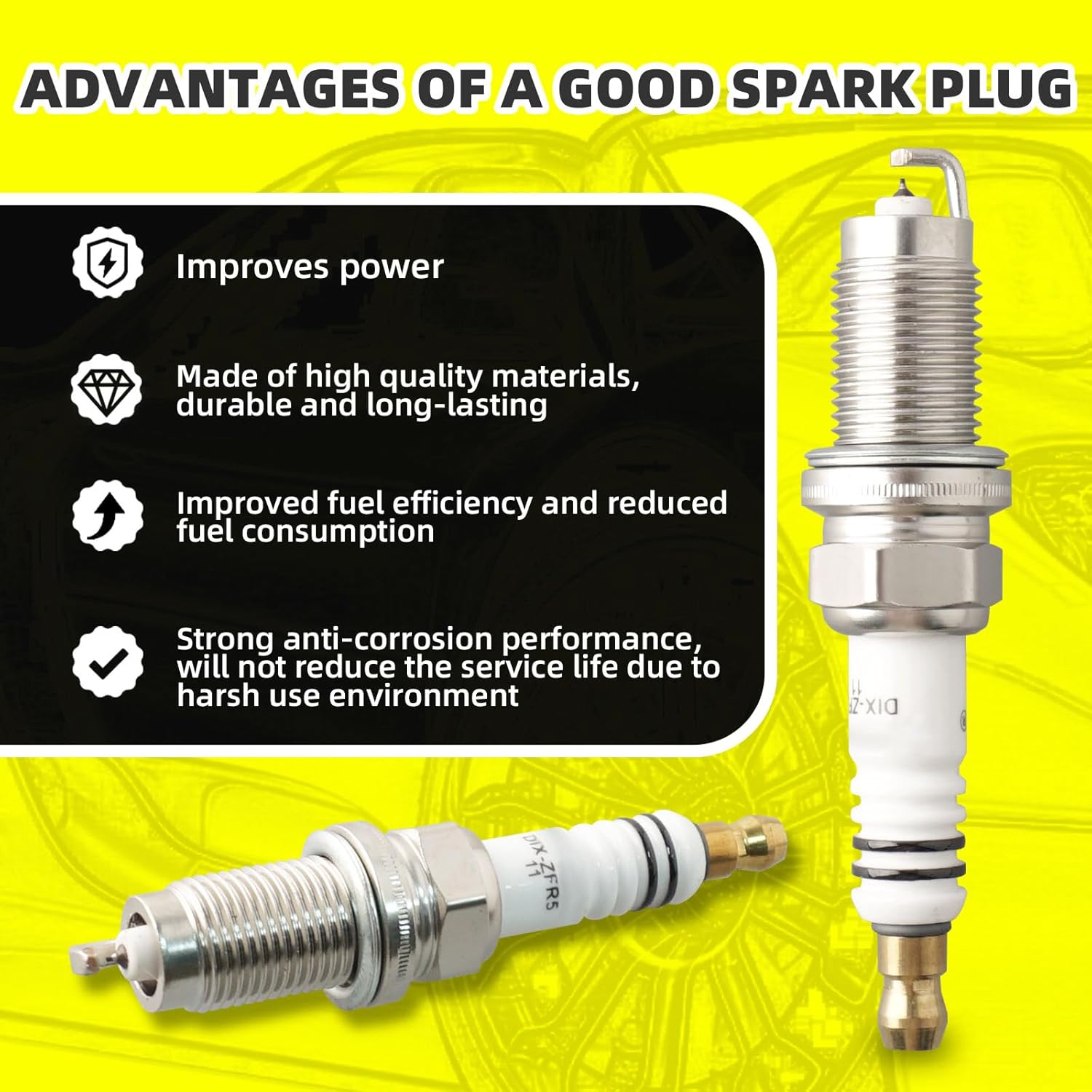 Set of 6 PCS Iridium Spark Plugs with Wire Set 671-6128 16-806G 5017059AB 53168 RC-CRX026 Compatible with Jeep Grand Cherokee 1993-1998 Comanche 1991-1992 Wrangler TJ 1997-1999 4.0L L6