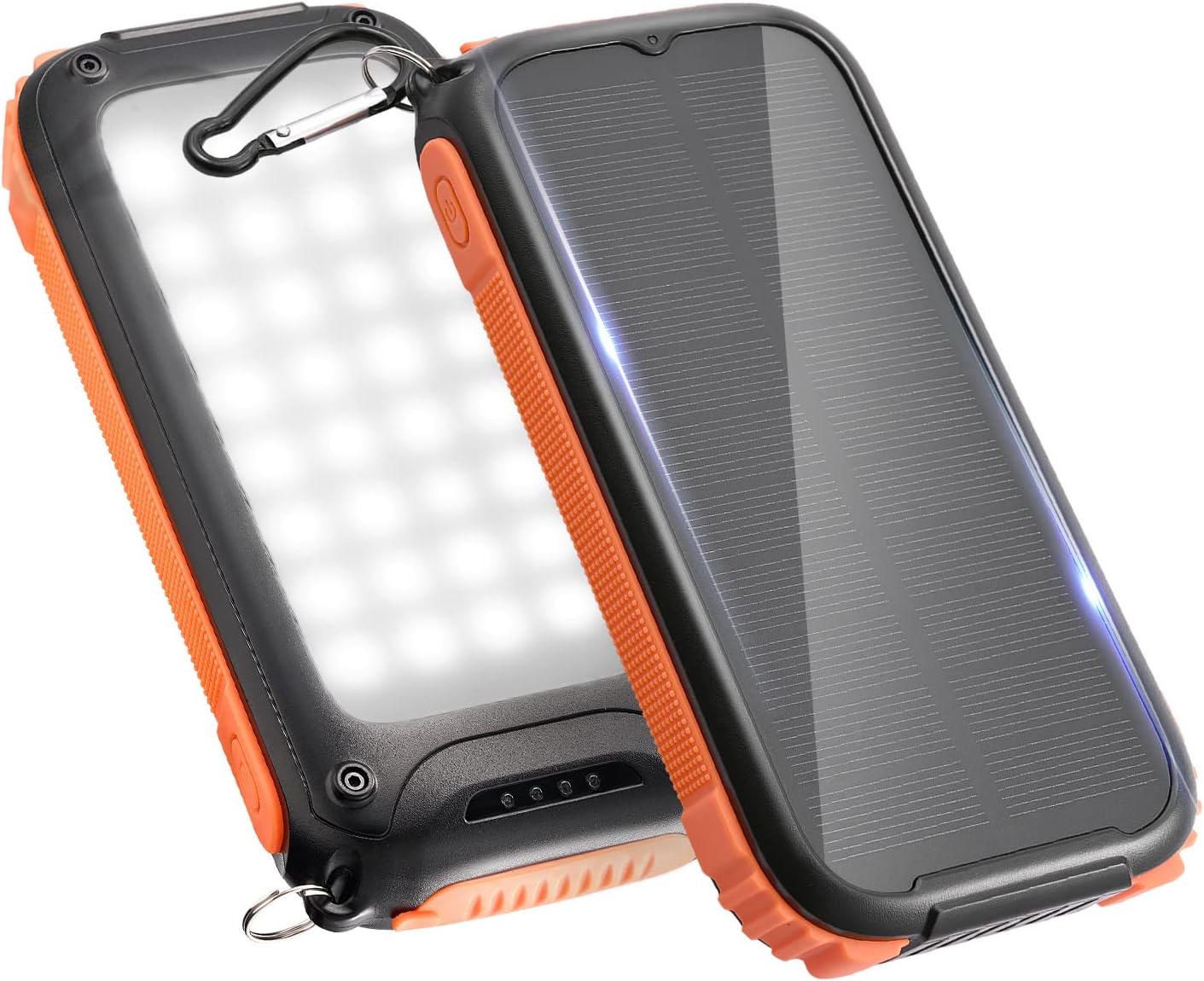 Cargador Solar, Aomdom 32 000 mAh Power Bank Solar de Carga Rápida y con 2 Salidas USB/Tipo C y 4 Modos de Linterna, Bateria Solar Portatil para Tabletas de Teléfono, Camping al Aire Libre