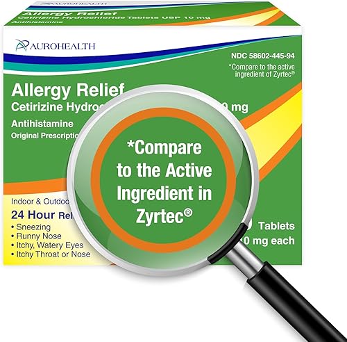 Miniatura 6 de Alivio de la alergia durante todo el día, tabletas de clorhidrato de cetirizina, 10 mg, antihistamínico, 100 unidades