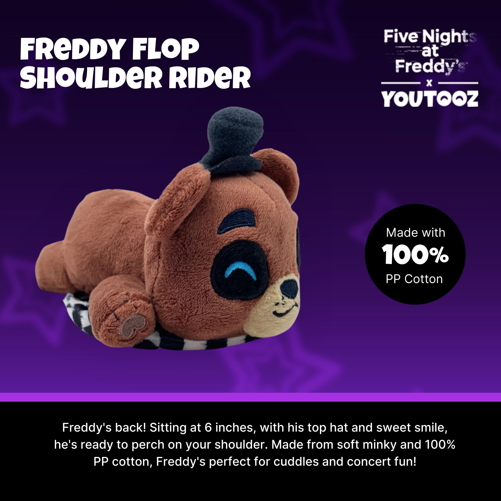 Youtooz - FNAF Freddy Flop 15,2 cm Shoulder Rider Peluche - Peluche da collezione Fredd Flop da Five Nights at Freddy's