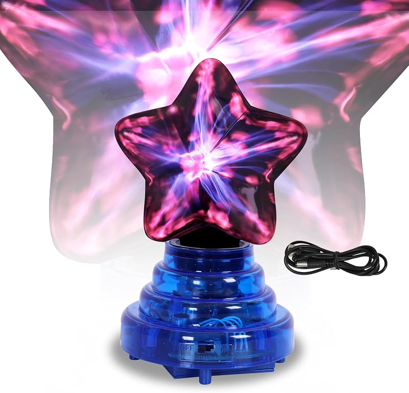 Comely 4W Csillag Alakú Plazmagömb - Érintés és Hangvezérelt USB Plazmalámpa Piros Fénnyel, 11x10x17 cm, Hálószobába, Nappaliba