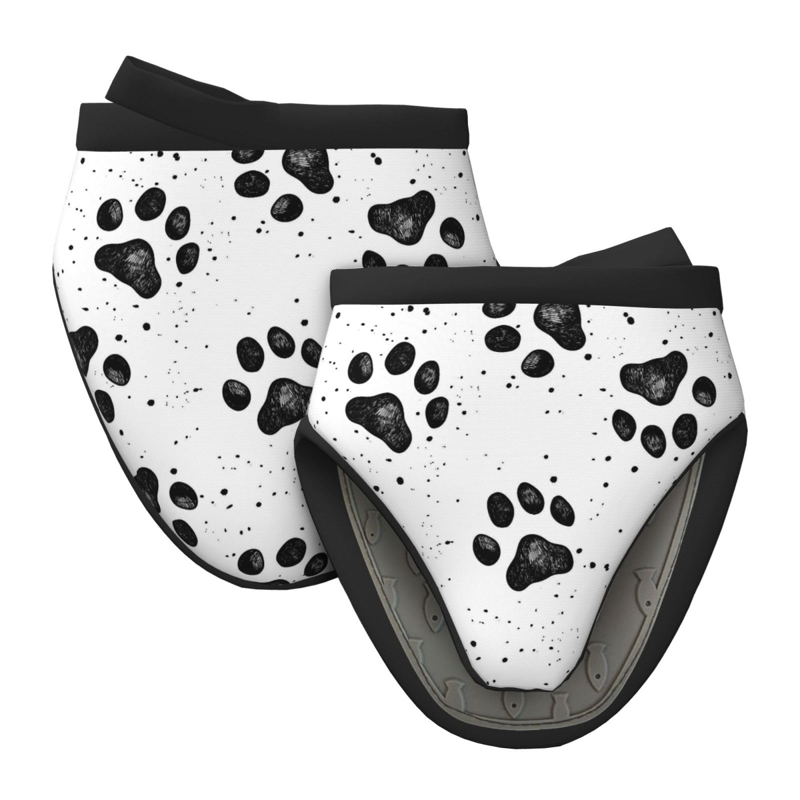 Silicone Oven Mitts, Heat and Slip Resistant Kitchen Mittens 2-Pack Set, Dog Paw Prints Pattern Short Soft Oven Gloves