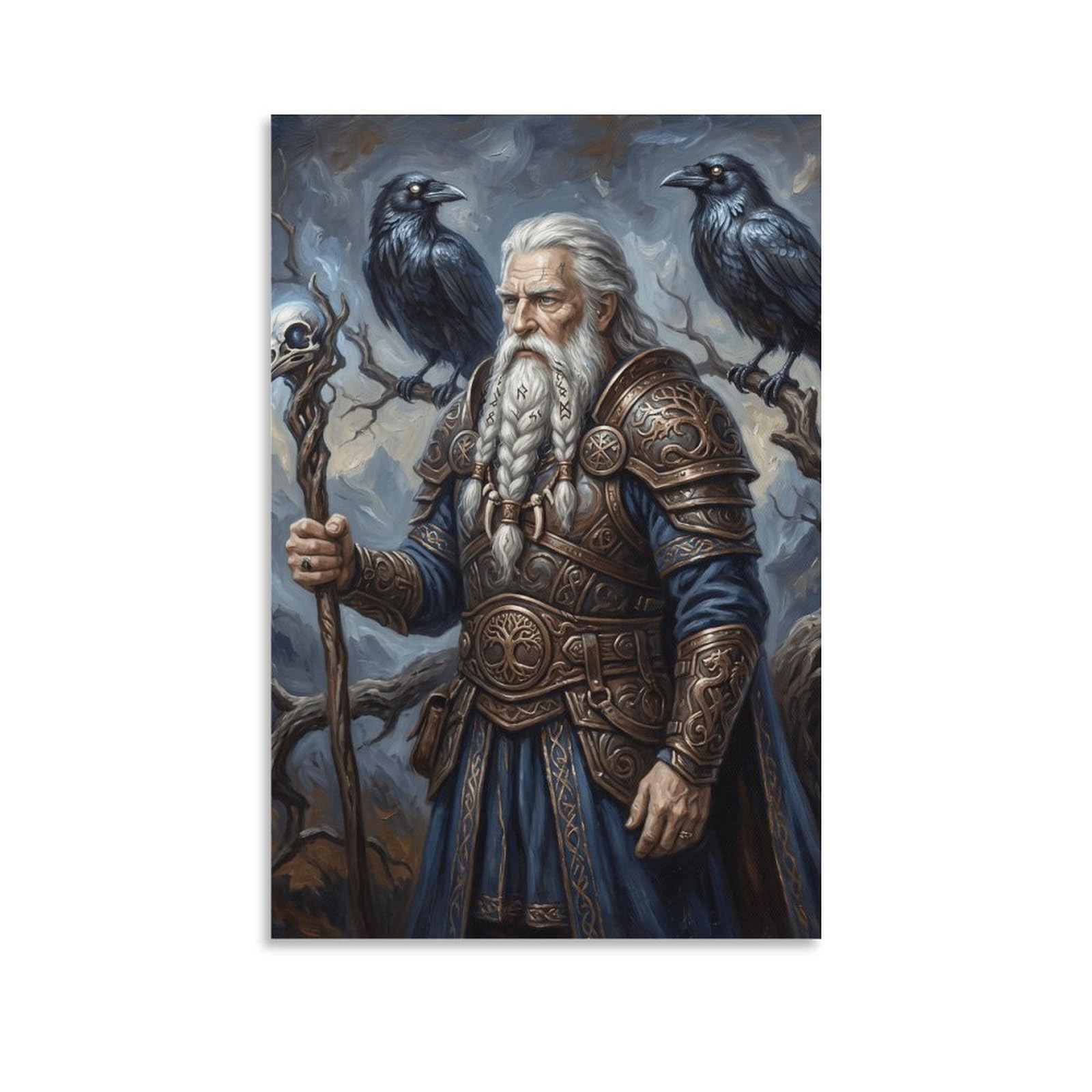 W7C8U2X3 Norse Mythology Odin Canvas Wall Art, Norse Mythology Wall Art