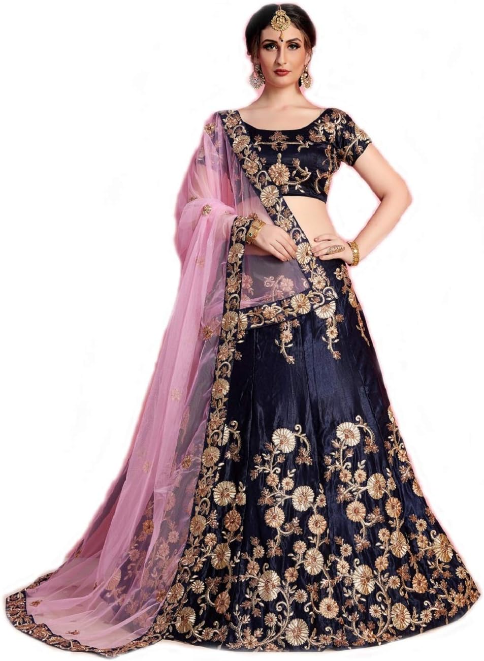 MRS WOMEN Women's Cotton Silk Lehenga Choli (Xiz, Beige, Free Size)