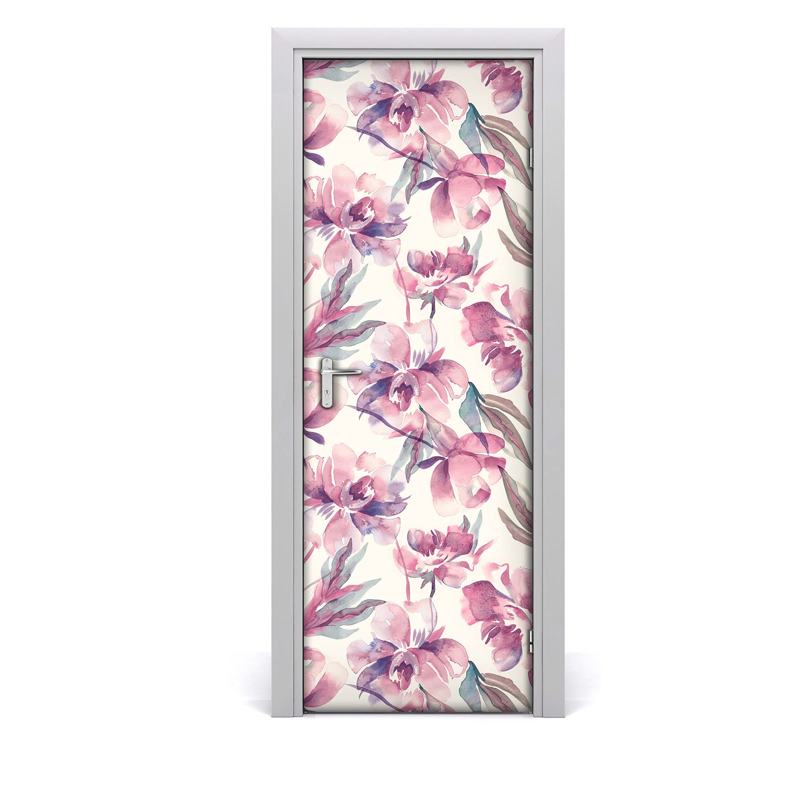 Décoration de porte salon ou chambre avec sticker floral délicat Coloray