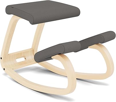 Varier Variable Natural/Grey Ergonomic Office Kneeling Chair for Desk for Desk Back Pain Relief, Rocking Seat for Home, Study & Posture Support