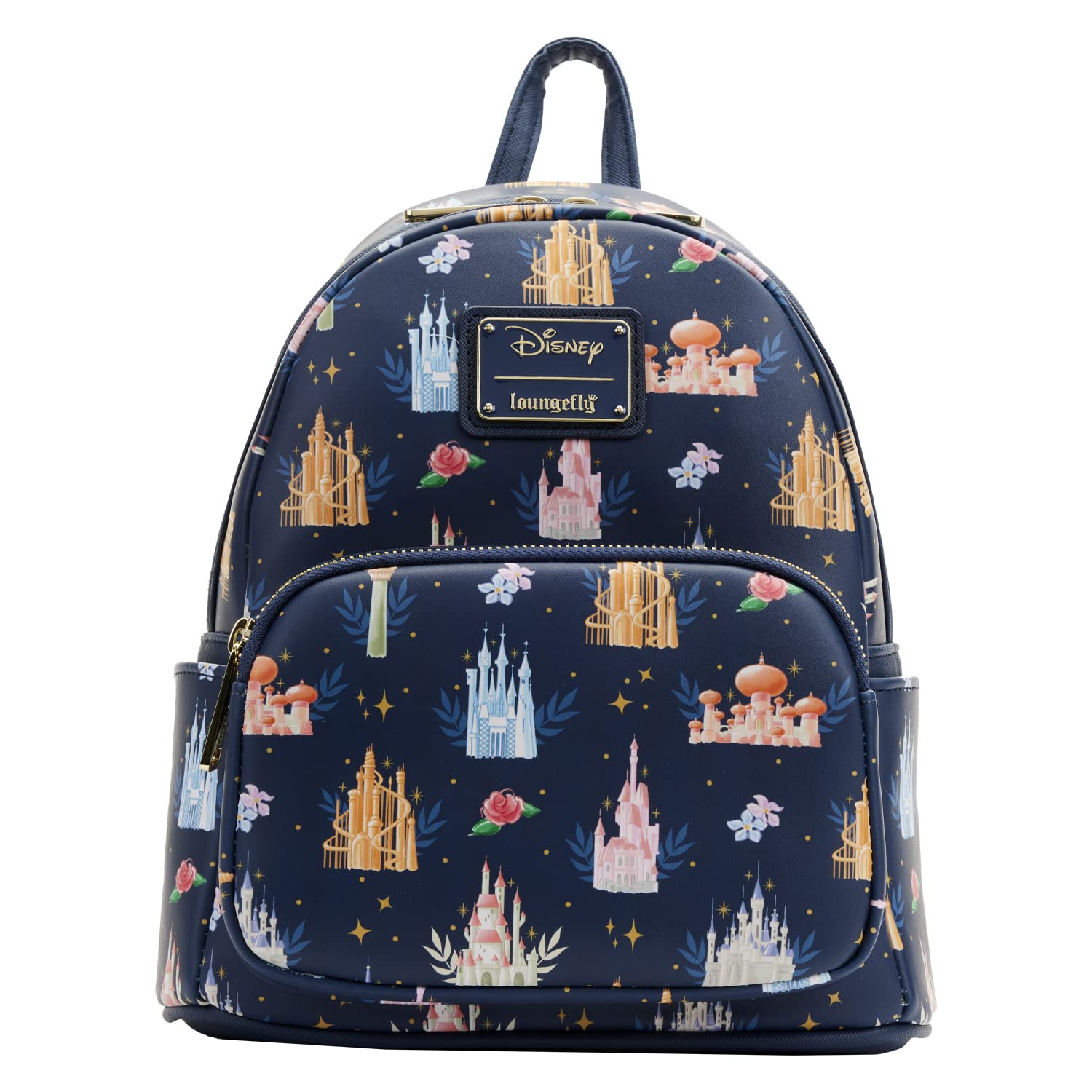 LoungeflyDisney Princesses Castles All Over Print Womens Double Strap Shoulder Bag Purse, Multi, One Size
