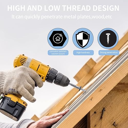 Miniatura 4 de Tornillos para techos de metal de 10 x 2 pulgadas, tornillo para techo de chapa metálica con cabeza hexagonal con arandela EPDM para techos