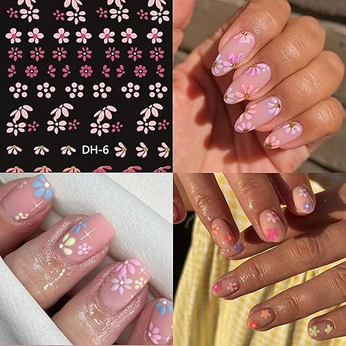 Miniatura 4 de Calcomanías de arte de uñas de flores, calcomanías en relieve 5D para primavera y verano, calcomanías de gel de margaritas autoadhesivas,