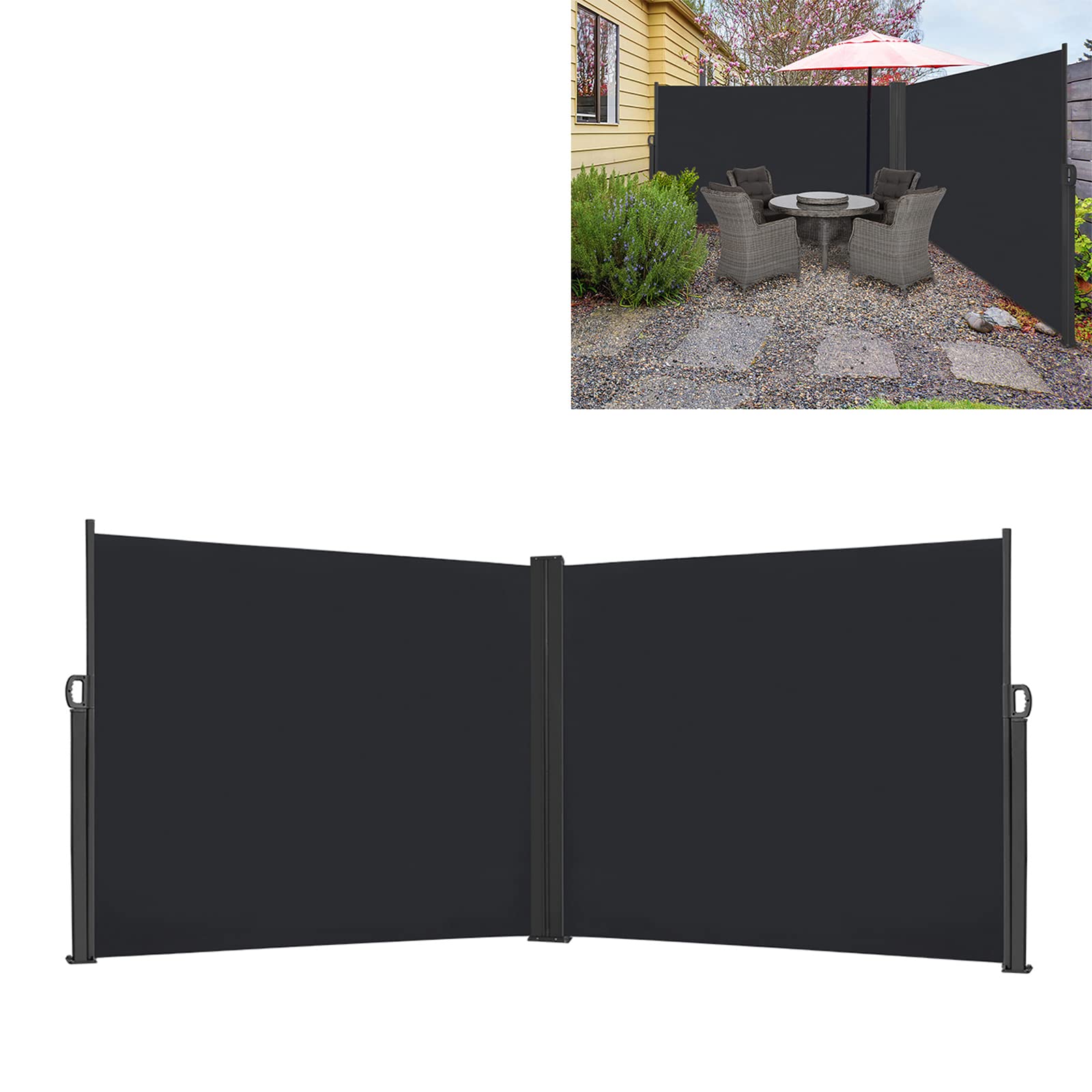 JOIEYOU Seitenmarkise Ausziehbar Blickdicht Senkrechtmarkise Außen Sichtschutz Raumtrenner Markise Sonnenschutz Seitenrollo für Balkon Garten Terrasse 200 x 300cm, Anthrazit