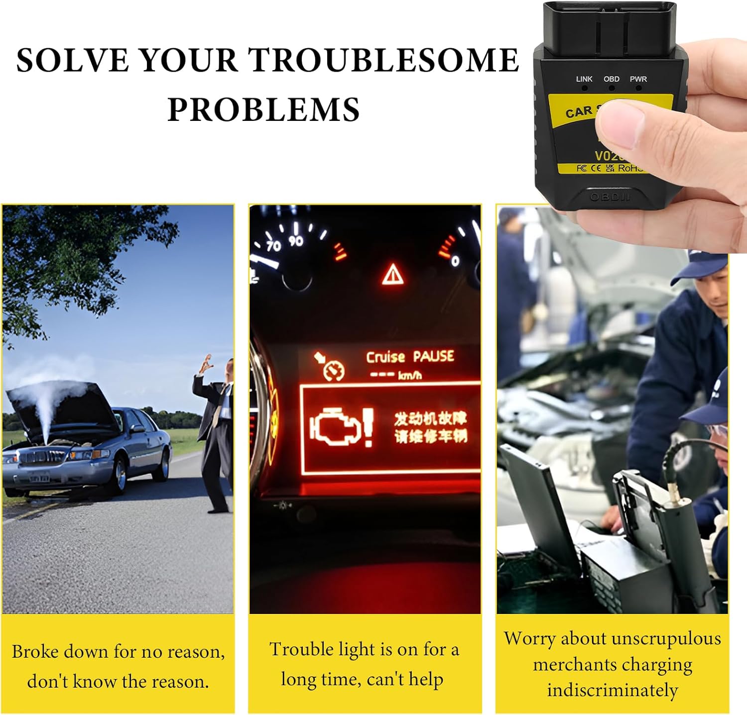 Bluetooth OBD2 Scanner, Auto Diagnostic Scan Tool to Clear/Reset Vehicle Engine Error Code, OBD II Wireless Diagnostic Code Reader with Exclusive App for Vehicles After 1996 - Image 5