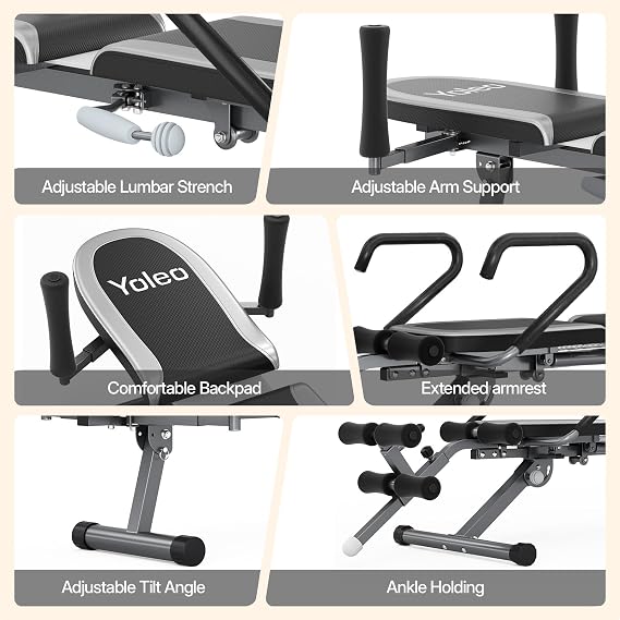 YOLEO Inversion Table Decompression Table for Back Pain Relief 265 lbs