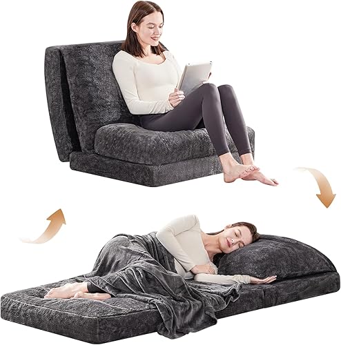 Miniatura 3 de Yojoker Puf, sofá cama plegable con manta, colchón de piso individual para adultos y niños, cama de piso Gaint para dormitorio, sala de estar, silla