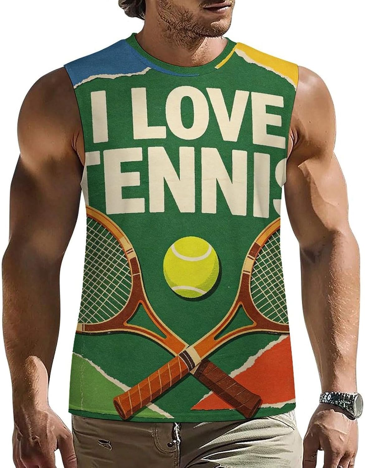 I Love Tennis Vintage Men's Sleeveless Shirt Small