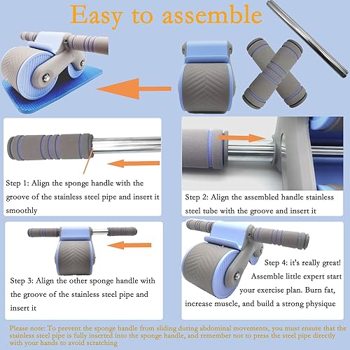 Miniatura 2 de RODILLO DE ABDOMINIO DE REBOTE AUTOMÁTICO Rodillo abdominal de rebote automático para ejercicio con rodilleras, diseño de equilibrio de doble rueda