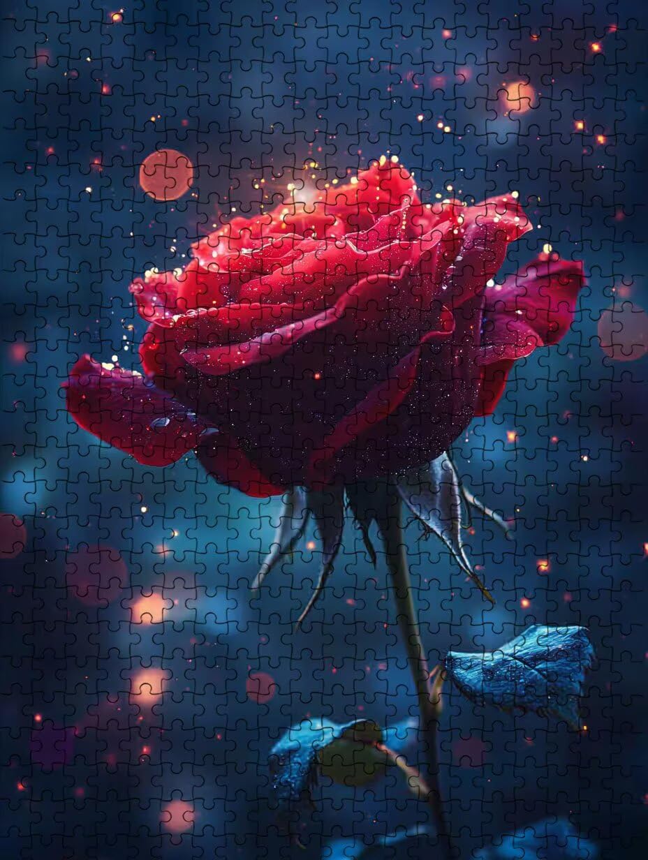 Puzzle 2000 elementów dla dorosłych, czerwone róże, 2000 elementów, imponujące klasyczne puzzle, złożone puzzle, rodzinna aktywność, do dekoracji ścian i prezentów, BXHZW2-356