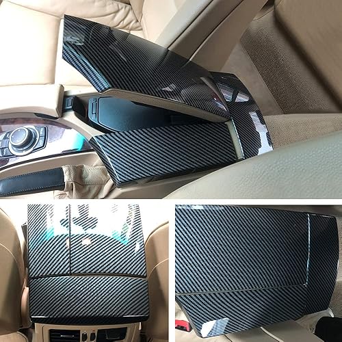 Miniatura 4 de Para BMW Serie 5 E60 E61 2004-2010 Color de fibra de carbono Interior del coche Centro Apoyabrazos Caja Cubierta de la Consola Caja de