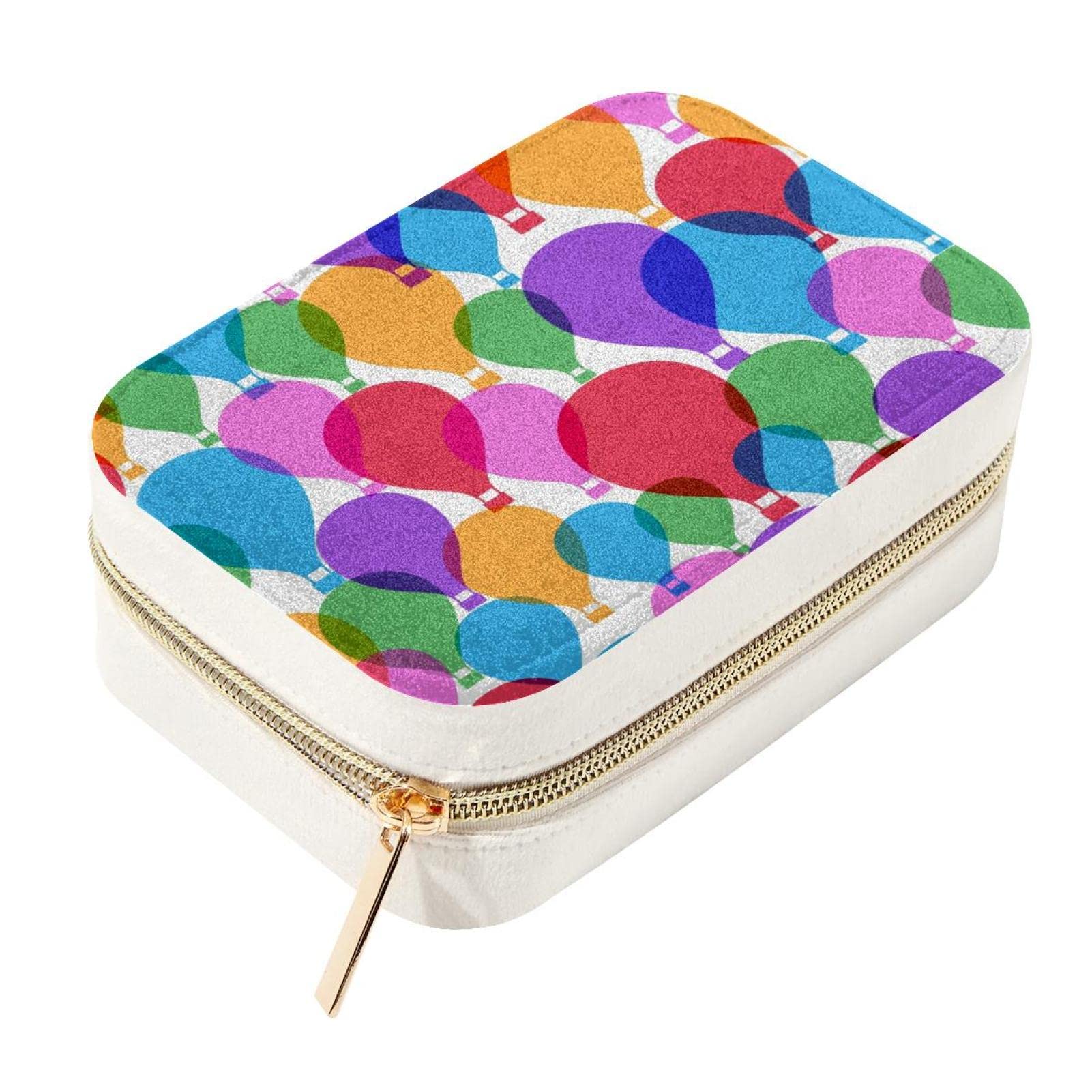 Boîte à bijoux de voyage montgolfière compacte en métal 15,5 cm pour colliers