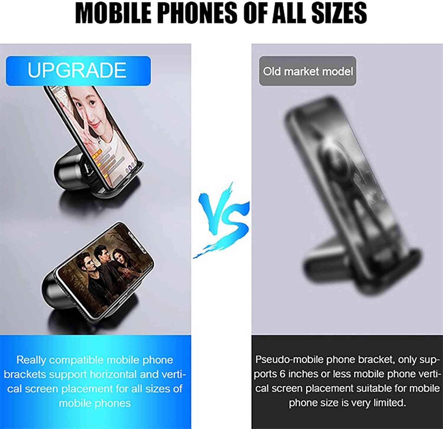 Image showing the F9 charging case being used as a mobile phone stand, supporting a smartphone horizontally and vertically.