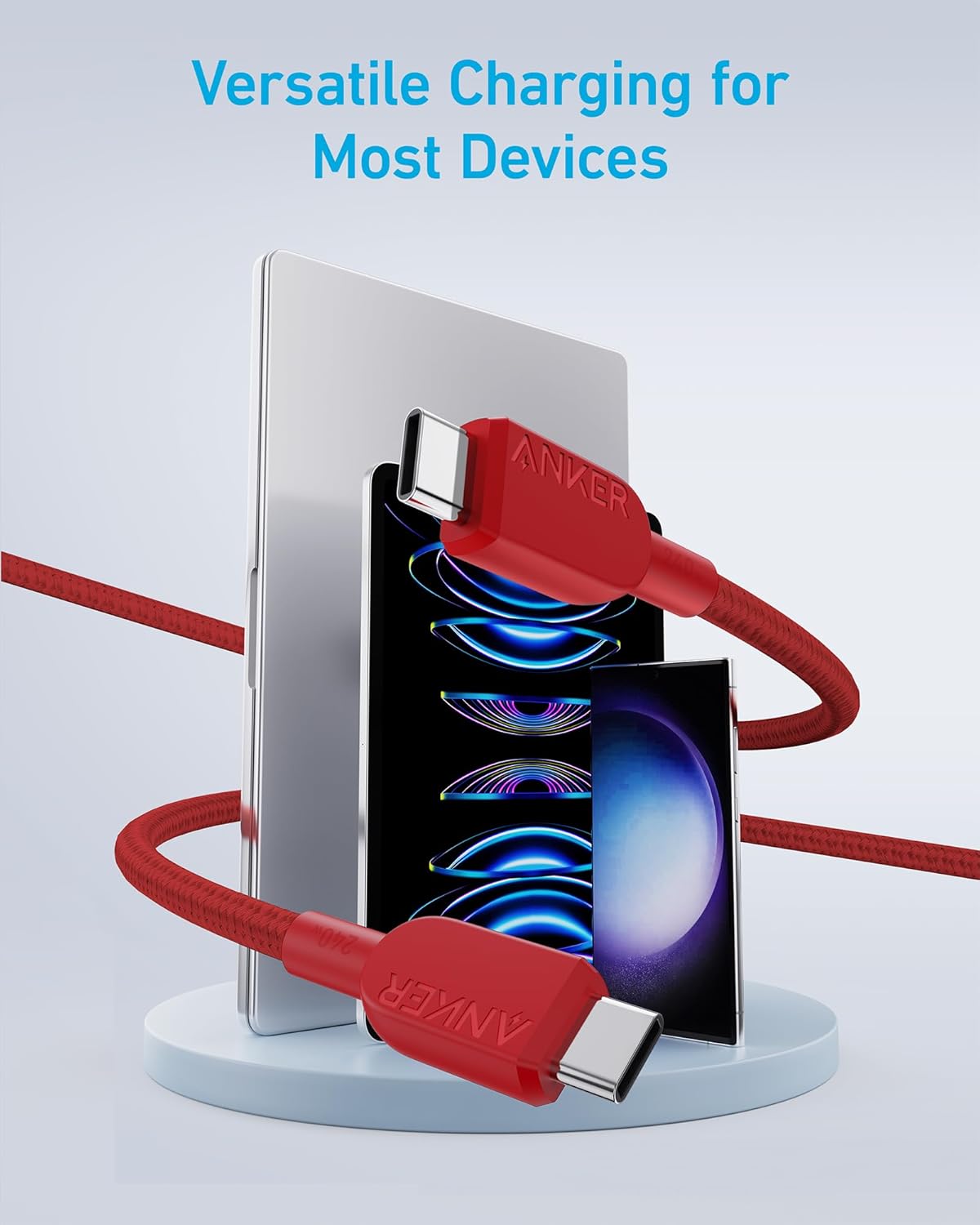 Anker USB C to USB C Cable (2Pack, 10FT),240W Type-C Fast Charging Cord for iPhone 17/16 Series,MacBook Pro 2020,iPad Air 4 and More (Red)