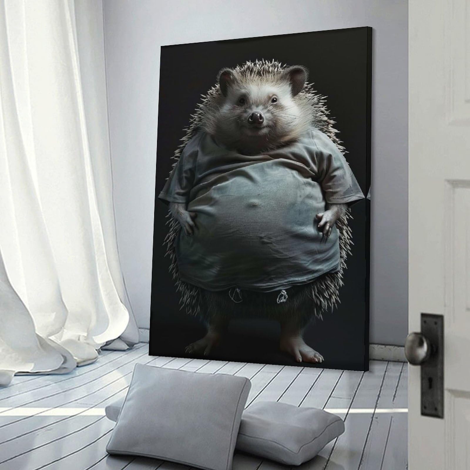 Junmoney Hedgehog Fat Canvas Wall Decor 20x30inch(50x75cm), for Calm Bedrooms, Home Corners Or Flats, An Easy Wall Refresh for Bedrooms