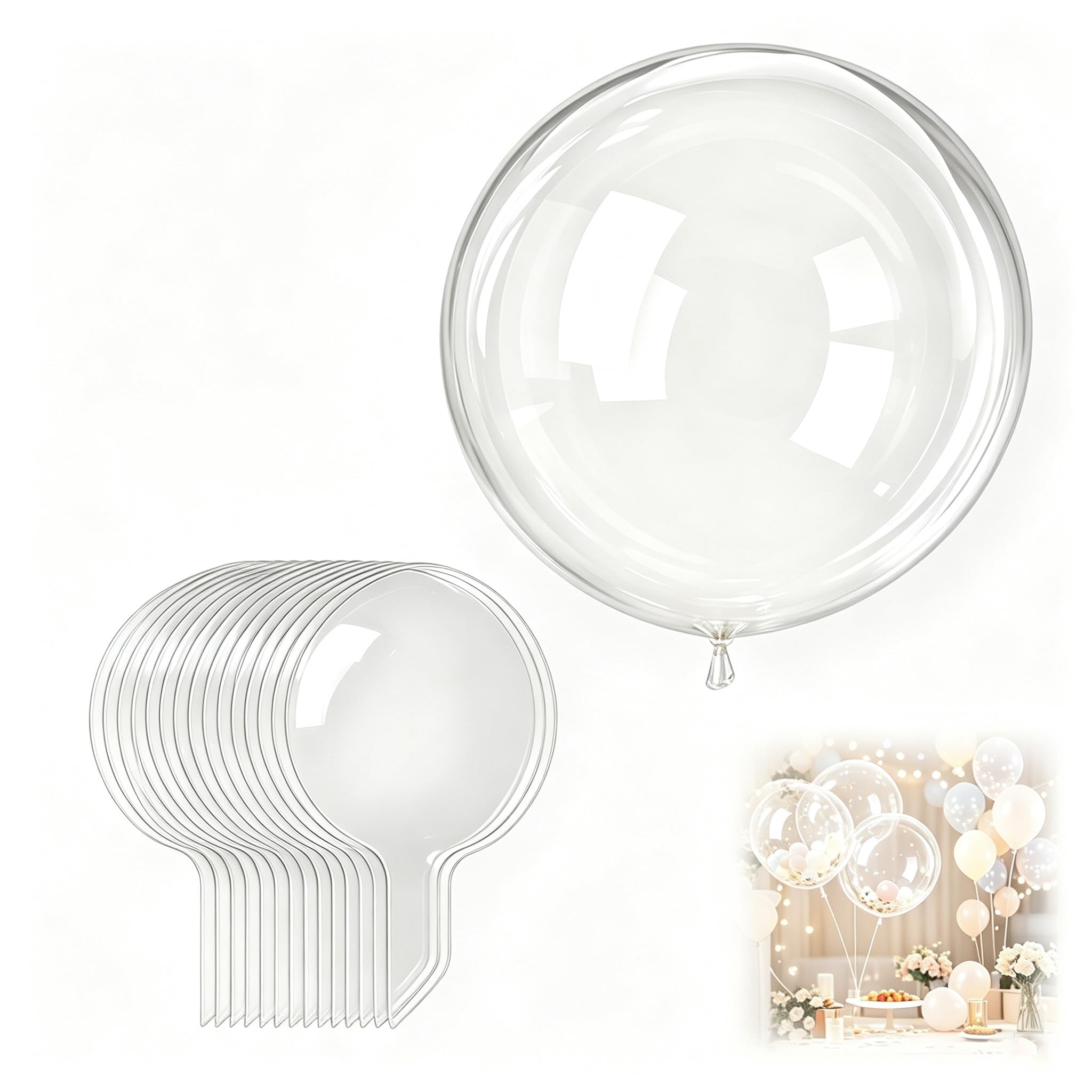 20Pcs Clear Balloons, 20 Inch Transparent Bobo Balloons