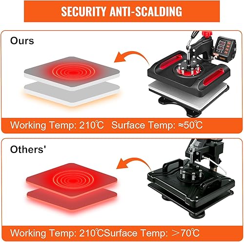 Miniatura 9 de VEVOR Máquina de prensa de calor 11 en 1, máquina de prensa de camisetas de 15 x 12 pulgadas, máquina de prensa digital de 360 , impresión digital