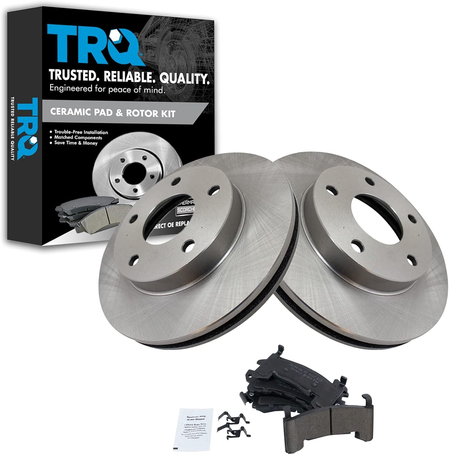 TRQ Rotor Brake Pad Ceramic Front or Rear Kit for Buick Cadillac Chevy GMC