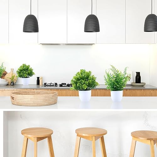 Miniatura 64 de GREENTIME 4 plantas falsas en maceta, pequeñas plantas artificiales de interior en maceta blanca para el hogar, oficina, dormitorio, escritorio