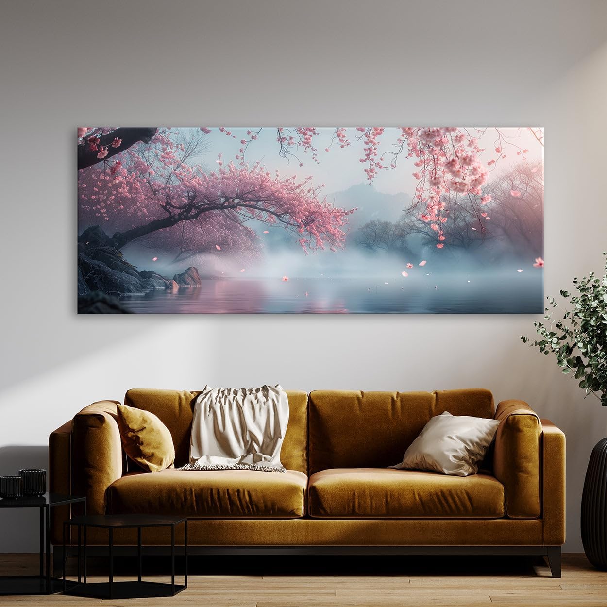 Sense Canvas Cherry Blossom Blossom 20 Canvas Art - Home Decor Wall Art Print Poster Painting X-Large 60x24 / 0.75"