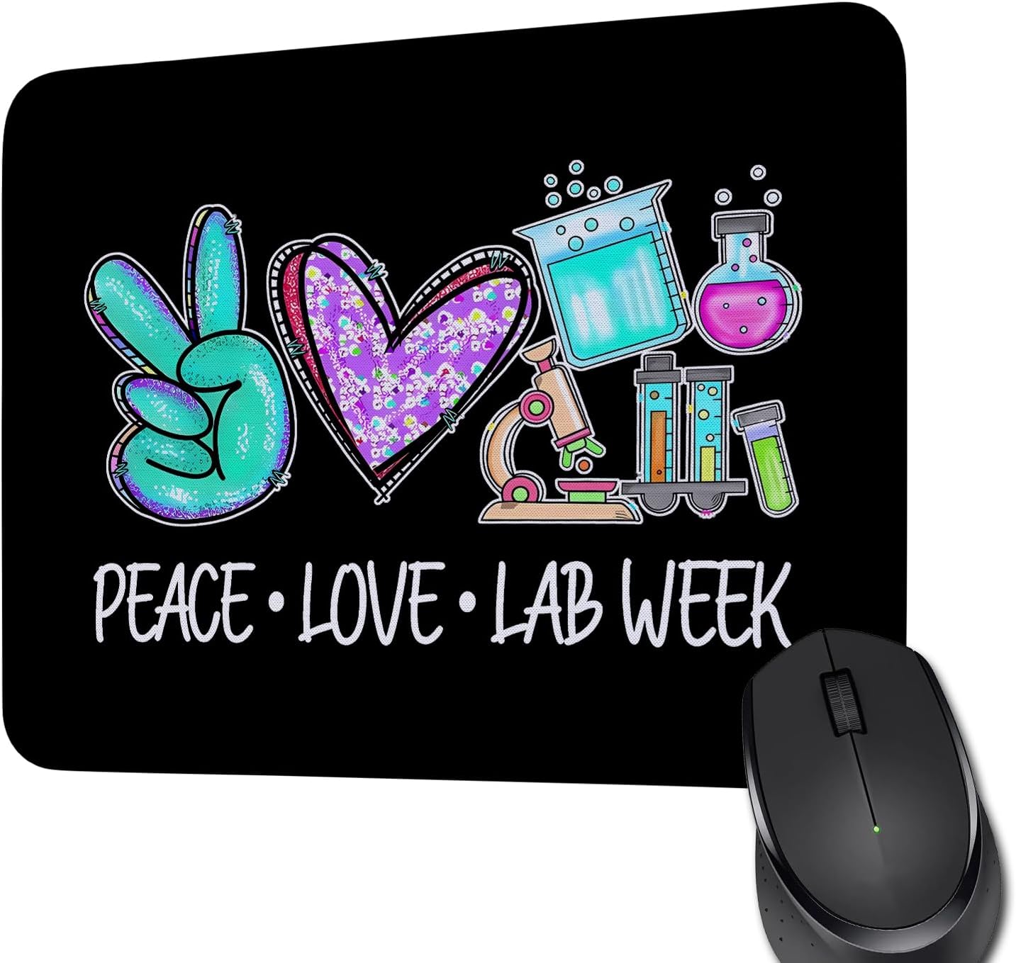WHLBHGPeace Love Inspired Gift Cartoon Lover Gift Movie Fans Mouse Pad Animal Cartoon Design Computer Laptop Fruit Gaming Mouse Pad Office (Peace-Lab Week)