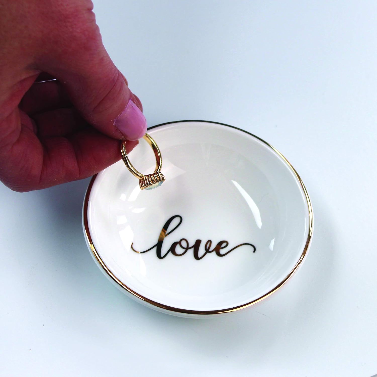 Lillian Rose Love Ring Dish, Measuring 3.5 x 3.5 inches, White