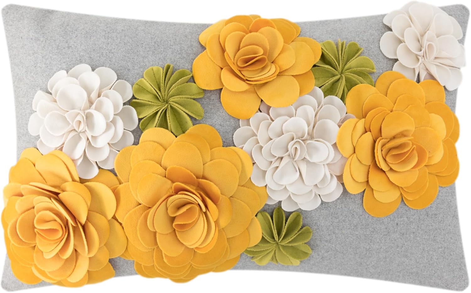 KINGROSE 3D Flower Throw Pillow Cover Decorative Pillow Case Floral Cushion Cover for Home Decor Sofa Couch Bedroom Living Room 12 X 20 Inches Yellow Green