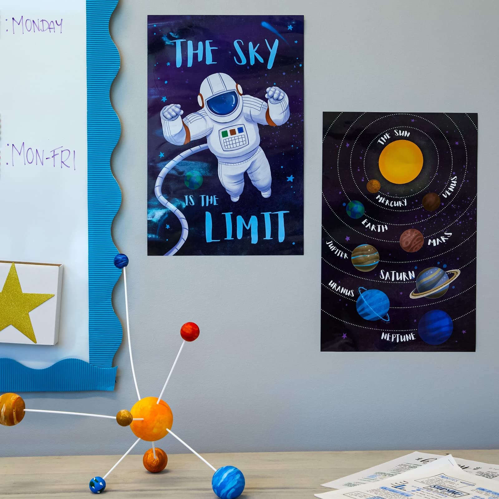 Bright Creations 12 Pack Outer Space Posters for Classroom Decor, Kid's Room Decorations, Inspirational Quotes, and Galaxy-Themed Motivational Prints (11 x 17 Inch) - Image 2